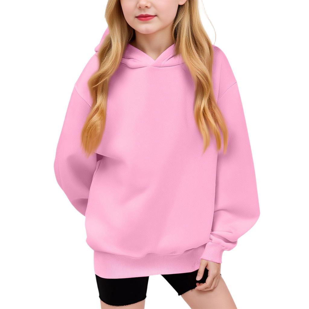 Winter Boy And Girls Solid Color Long Sleeved Hooded Sweatshirt Tops