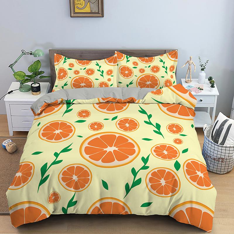 Fruit Raspberry Duvet Cover King Queen Double Size 3D Grapefruit Blueberry Print Soft Bedding Set 2/3pcs Polyester Quilt Cover
