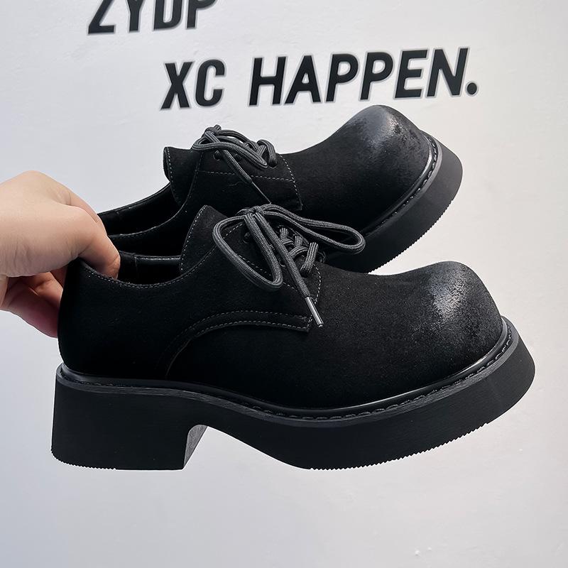 British Style Low-top Spring Casual Retro Men's Big Head Thick Sole Heightening Trend Ins Style Men's Shoes 9525-A