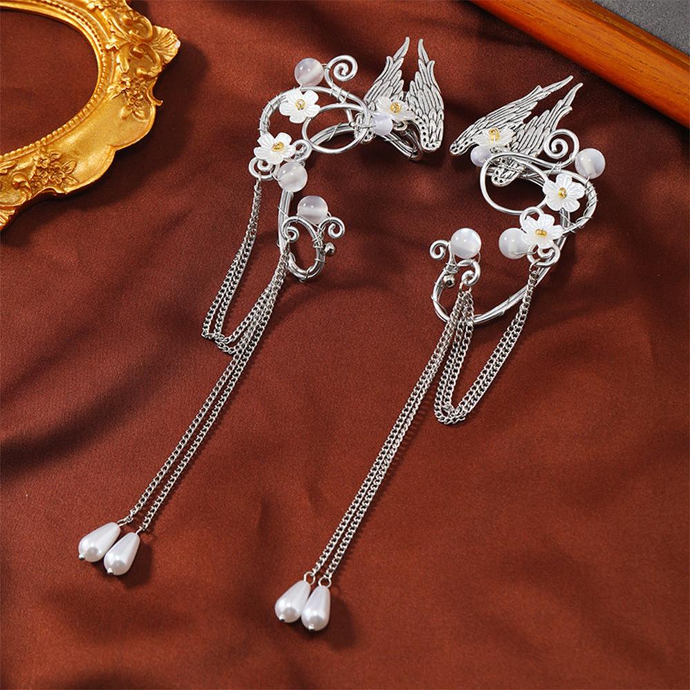 Эстетичные эльфийские каффы на уши Крылья ангела Серьги без прокола для Хэллоуина Косплея Маскарада Свадьбы