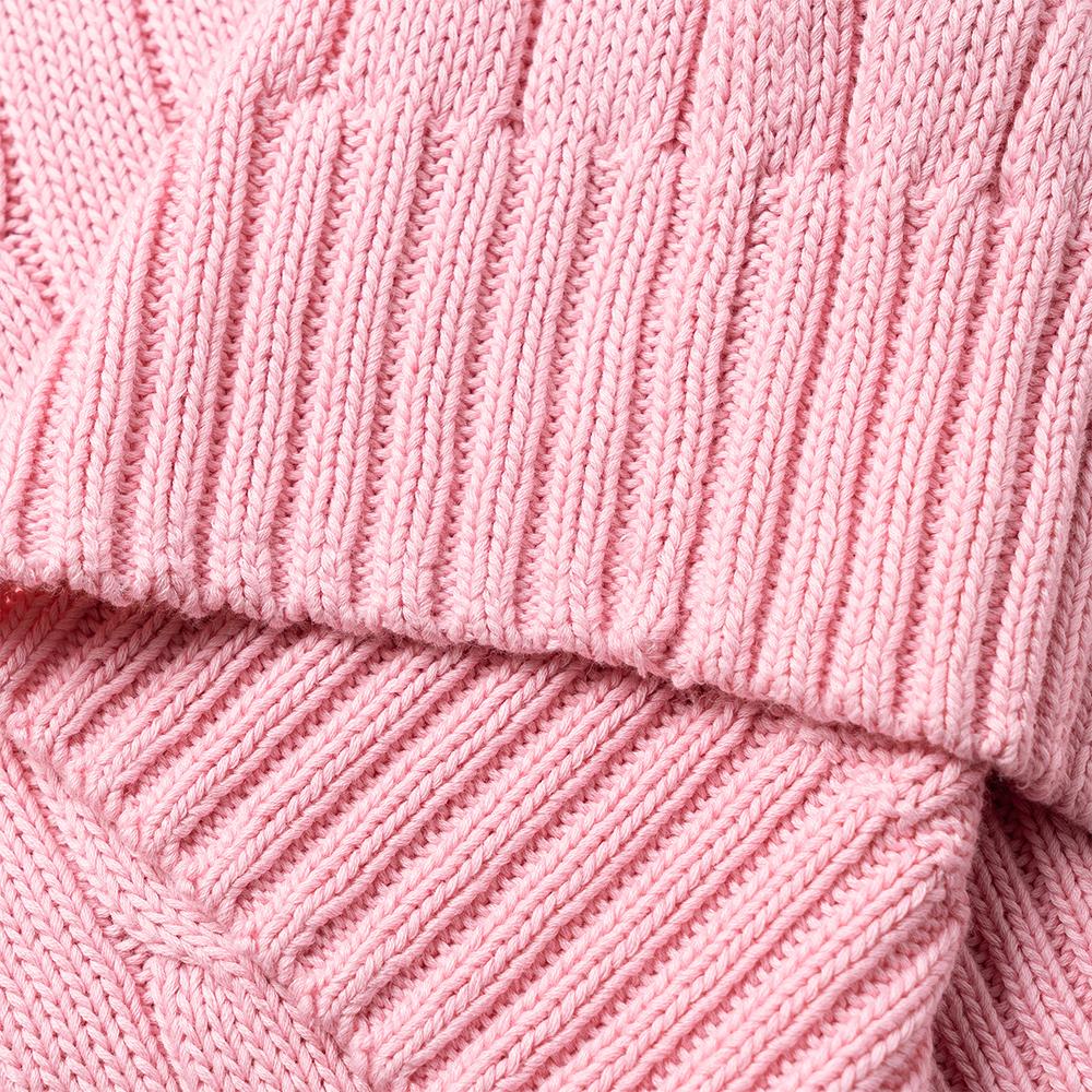 Polo Ralph Lauren SS23 Solid Color Logo Embroidered Slim Fit Cable Knit Sweater Women Sweater Pink WMPOSWENC020592-650