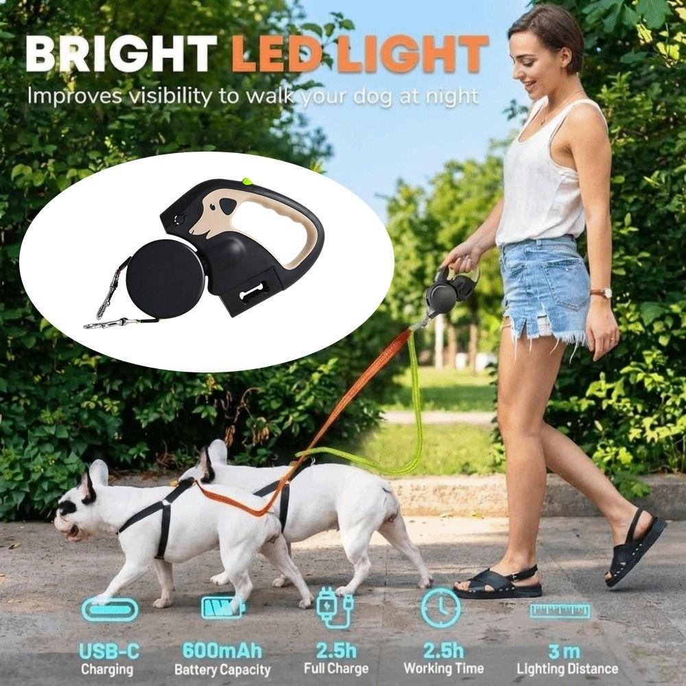 Reflective Dual Pet Leash No Mesyy Automatic Dog Walkies Lead For Outdoor Walking