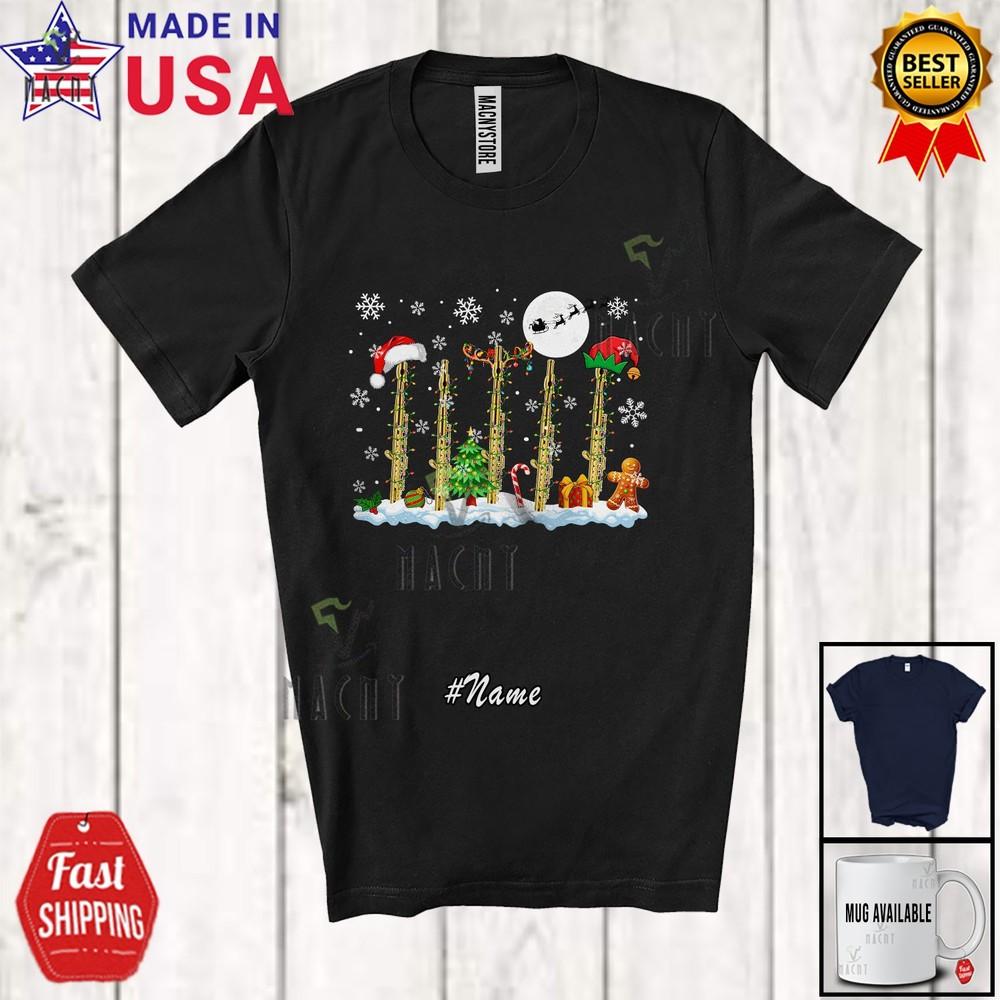 Three Flute Amazing Christmas Custom Name Musical Instruments Player T-Shirt