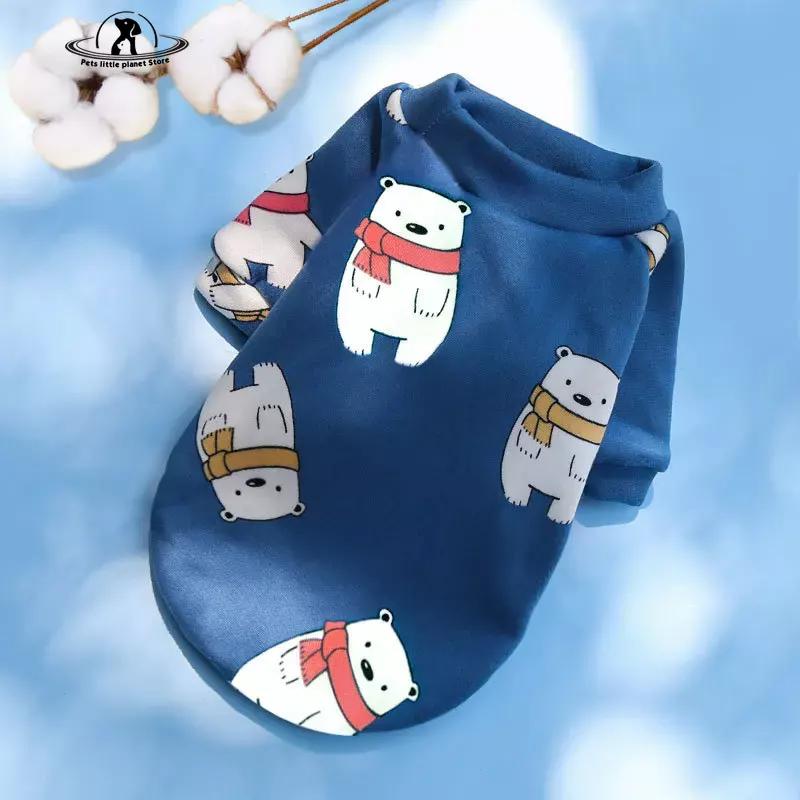 Толстовка с капюшоном для маленьких собак с милым принтом, зимняя теплая одежда для домашних животных, свитер для чихуахуа, ши-тцу, пуловер для щенков, кошек, одежда для собак