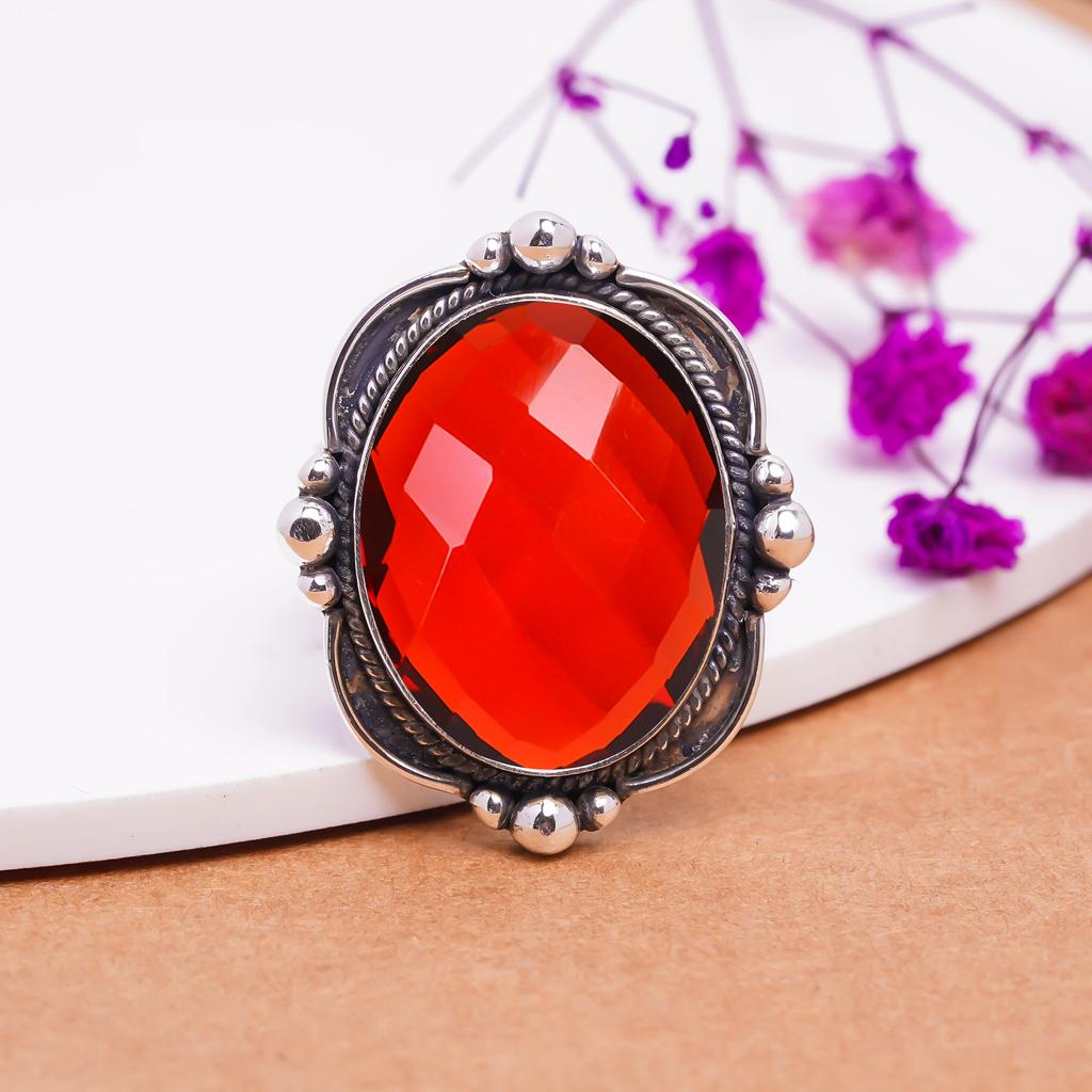 Кольцо из серебра 925 пробы с красным гранатом V7957, красное кольцо, овальное кольцо, подарок на День святого Валентина, подарок для нее, подарок на день рождения, украшения ручной работы, серебряные украшения, не