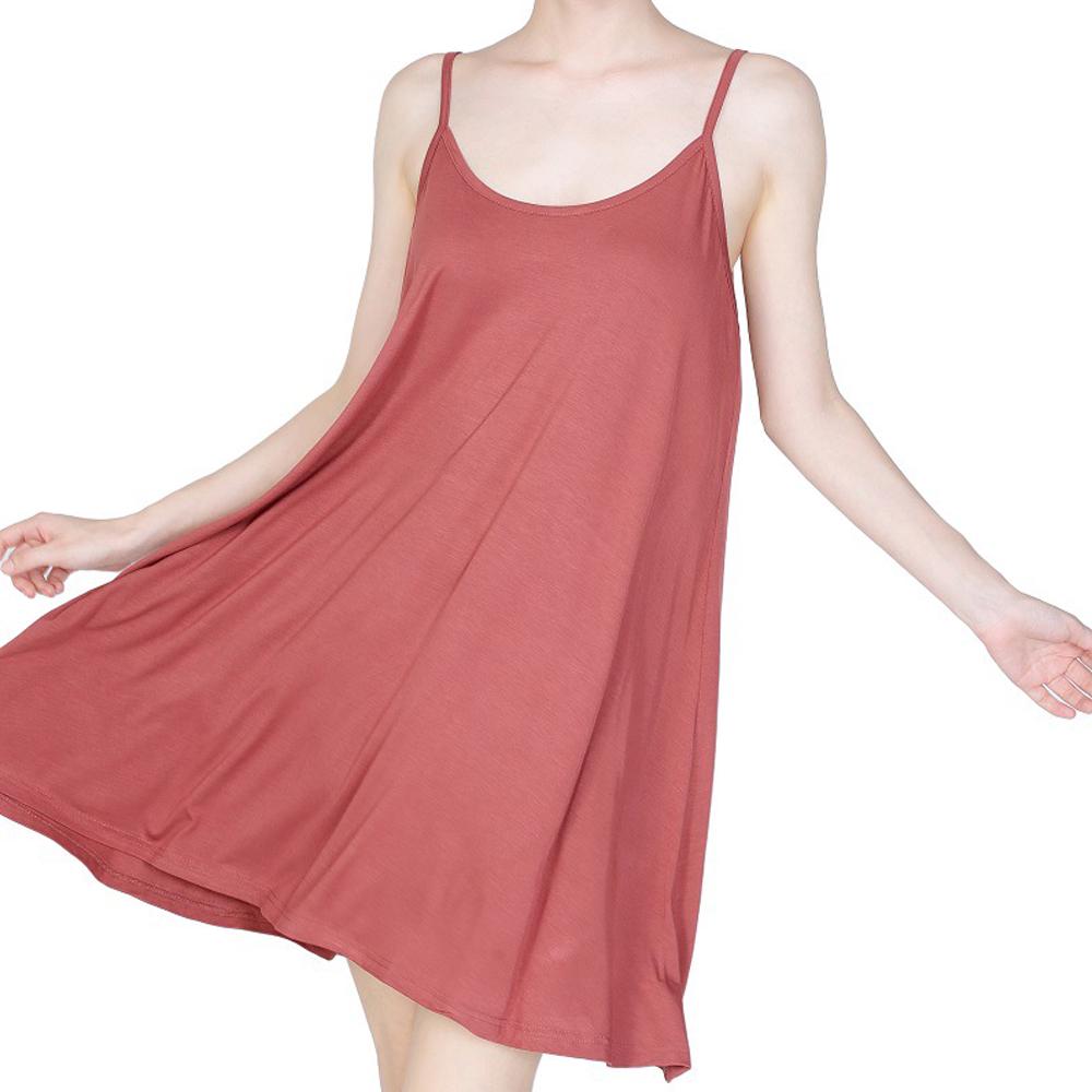 Женская ночная рубашка из бамбука и хлопка, эластичная, дышащая, удобная ночная рубашка, свободное платье-комбинация на бретельках, большие размеры