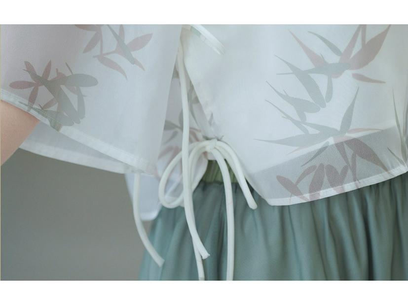 Ретро костюм в китайском стиле с принтом, воротником-стойкой, костюм Тан, ханьфу, ципао, топ и набор для чайной церемонии