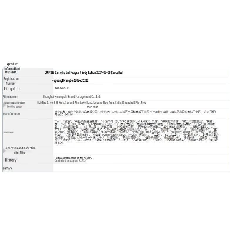 CLINSIS Лосьон для тела «Девушка с камелией»