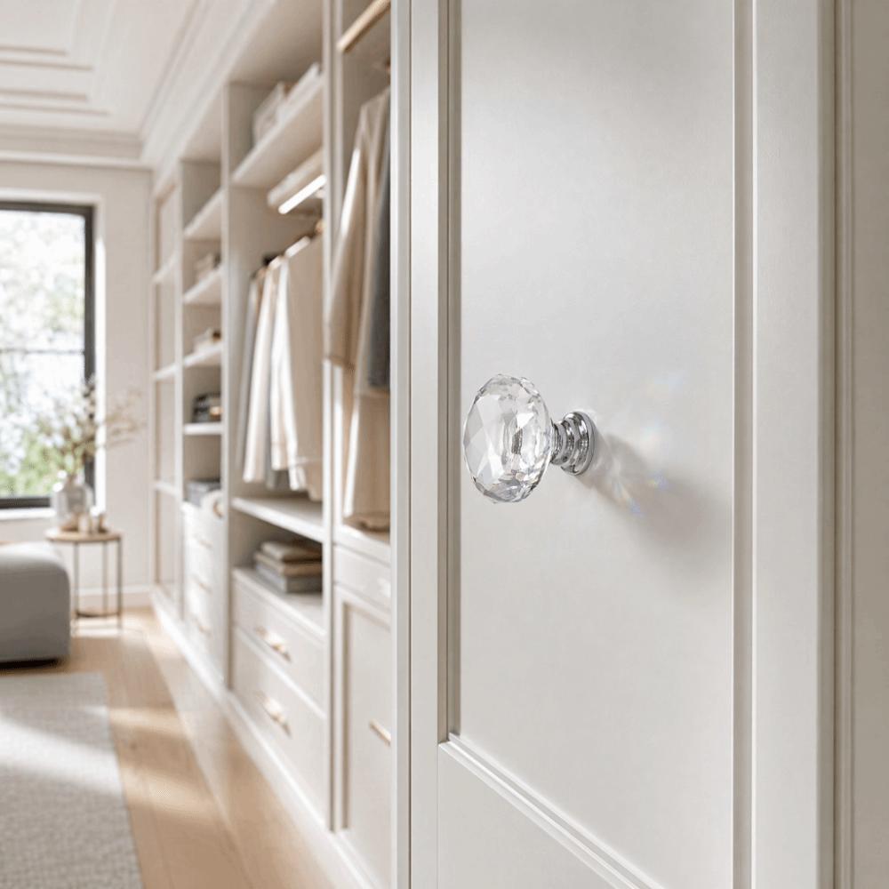 10pcs Flat-top Cabinet Knobs 30mm Diameter Cabinet Door Handles Luxury Glass Drawer Pulls Closets