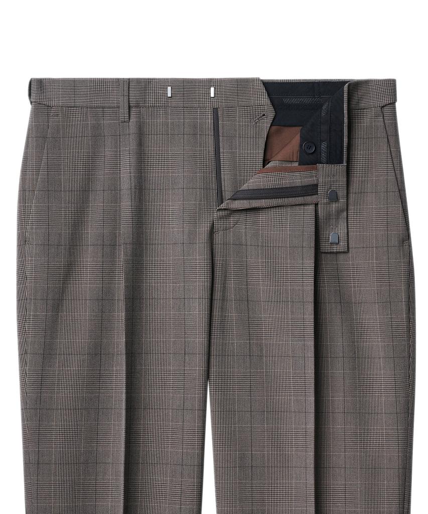 MUSINSA STANDARD Glen Check Wide Hidden Elastic Waist Slacks [Dark Beige]