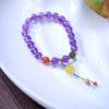Women's Light Luxury Amethyst & Yellow Plum Blossom Beaded Bracelet with Crystal Pendant