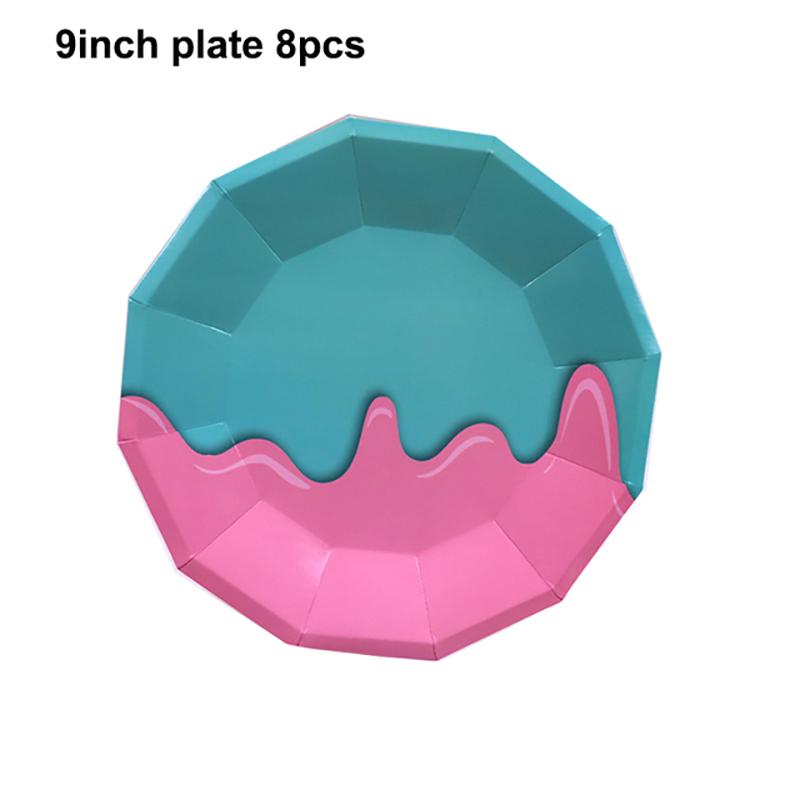 Мороженое День рождения Украшения Детские игрушки Baby Shower Одноразовая посуда Бумажные тарелки Стаканы Воздушные шары Флаги Товары для вечеринок