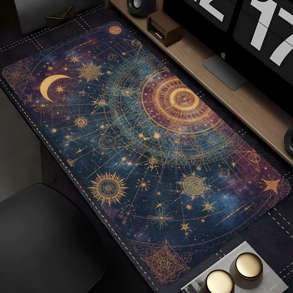 Zodiac Moon Star Extended Gaming Mousepad NonSlip Desk Surface Purple Cosmic Galaxy Art Print For Gaming And Office Accessories