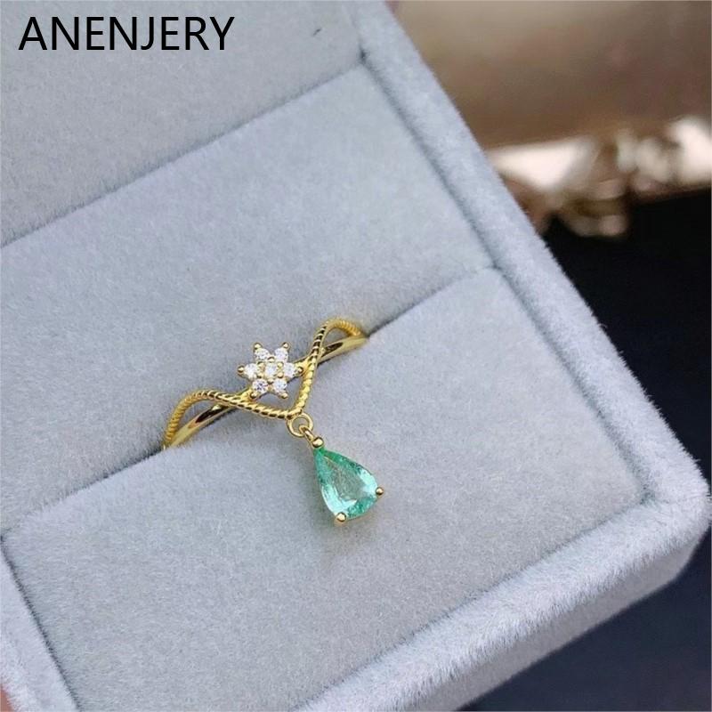 ANENJERY Цирконий цветок капля воды кулон открытое кольцо для женщин модный простой дизайн вечерние украшения