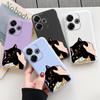 Черный кот Мягкий силиконовый чехол для Xiaomi Redmi Note 13 Pro 13C 14T Poco Samsung A55 M35 S24 Plus Huawei Honor 200 Lite iPhone Realme 8 противоударный чехол