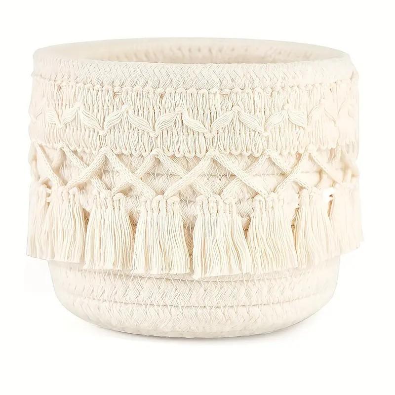 Кисточница с кисточками, настольная плетеная корзина для хранения из хлопковой веревки для хранения косметики, органайзер для косметики