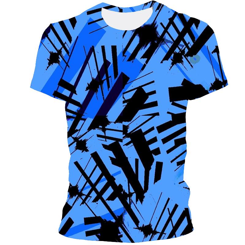 Футболка с трехмерным абстрактным принтом для мужчин, летняя модная повседневная индивидуальная футболка, трендовая дышащая футболка в стиле хип-хоп