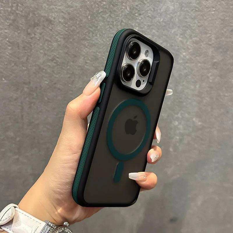 Роскошный матовый бронированный чехол для телефона для iPhone 16 15 14 11 12 13 Pro Max Plus для Magsafe Магнитный бампер Задние чехлы Обложка Funda Coque