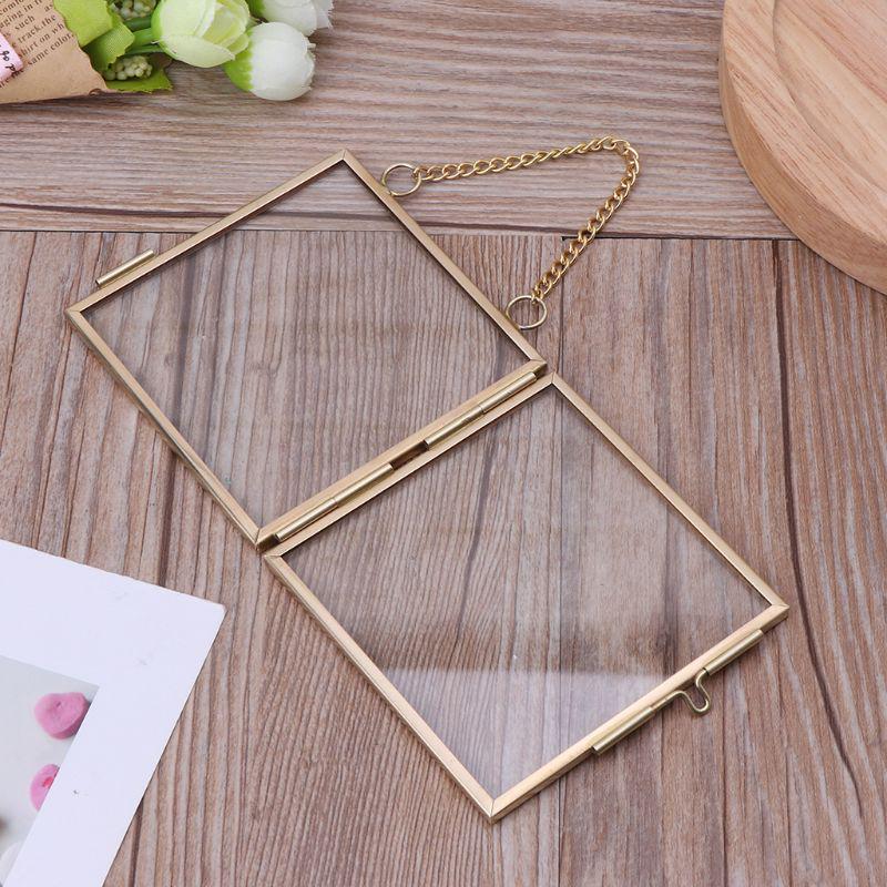 Antique bronze gift hanging picture picture glass metal picture frame vintage holder hanging picture frames home decor gift
