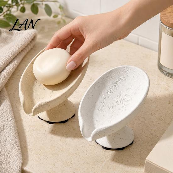 Waterproof Soap Stand Lotus Leaf Dish Holder, Self Draining Box, Luxury Bathroom Accessories Nordic Style Decorative Container, for Home Countertop