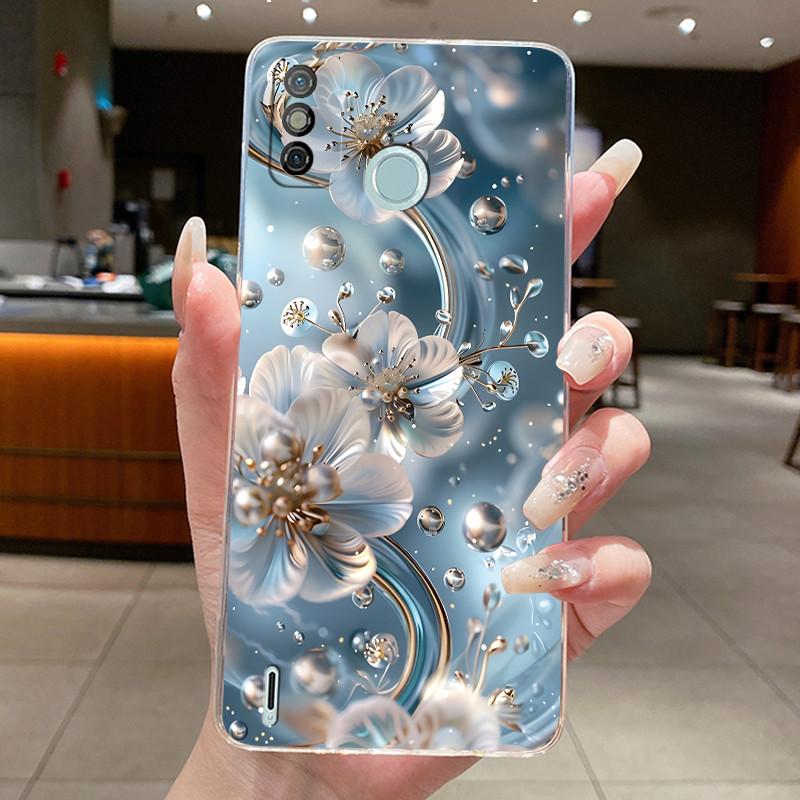 Чехол для Tecno Spark 6 Go Красивый чехол-бабочка с цветами Прозрачный мягкий силиконовый чехол для телефона Tecno Spark 6Go Задние крышки KE5j KE5k