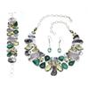 Ожерелье и комплект ювелирных изделий из дендритного опала и малахита 18-20''