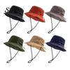 Camping Bucket Hat Foldable Quick-Dry Breathable Mesh Fisherman with Wide Brim Adjustable Windproof Rope Sun Protection Summer