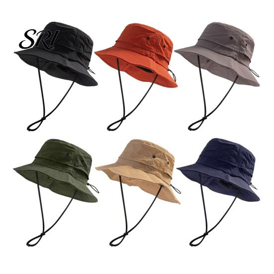 Camping Bucket Hat Foldable Quick-Dry Breathable Mesh Fisherman with Wide Brim Adjustable Windproof Rope Sun Protection Summer