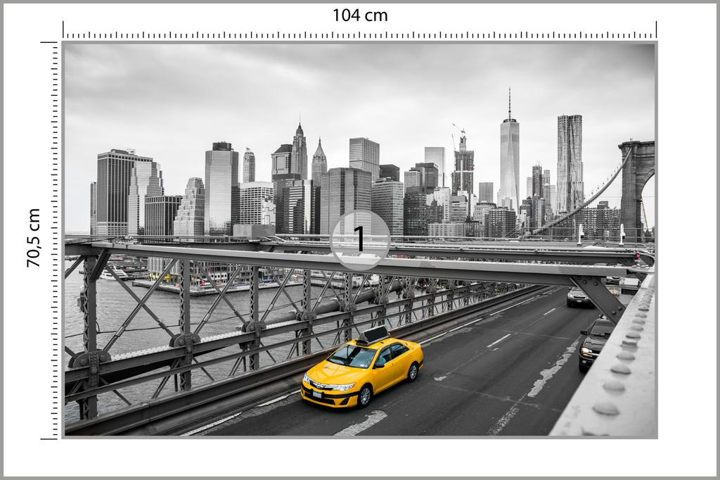 Photomural Taxi Crossing Brooklyn Bridge Washable Fleece 104x70.5