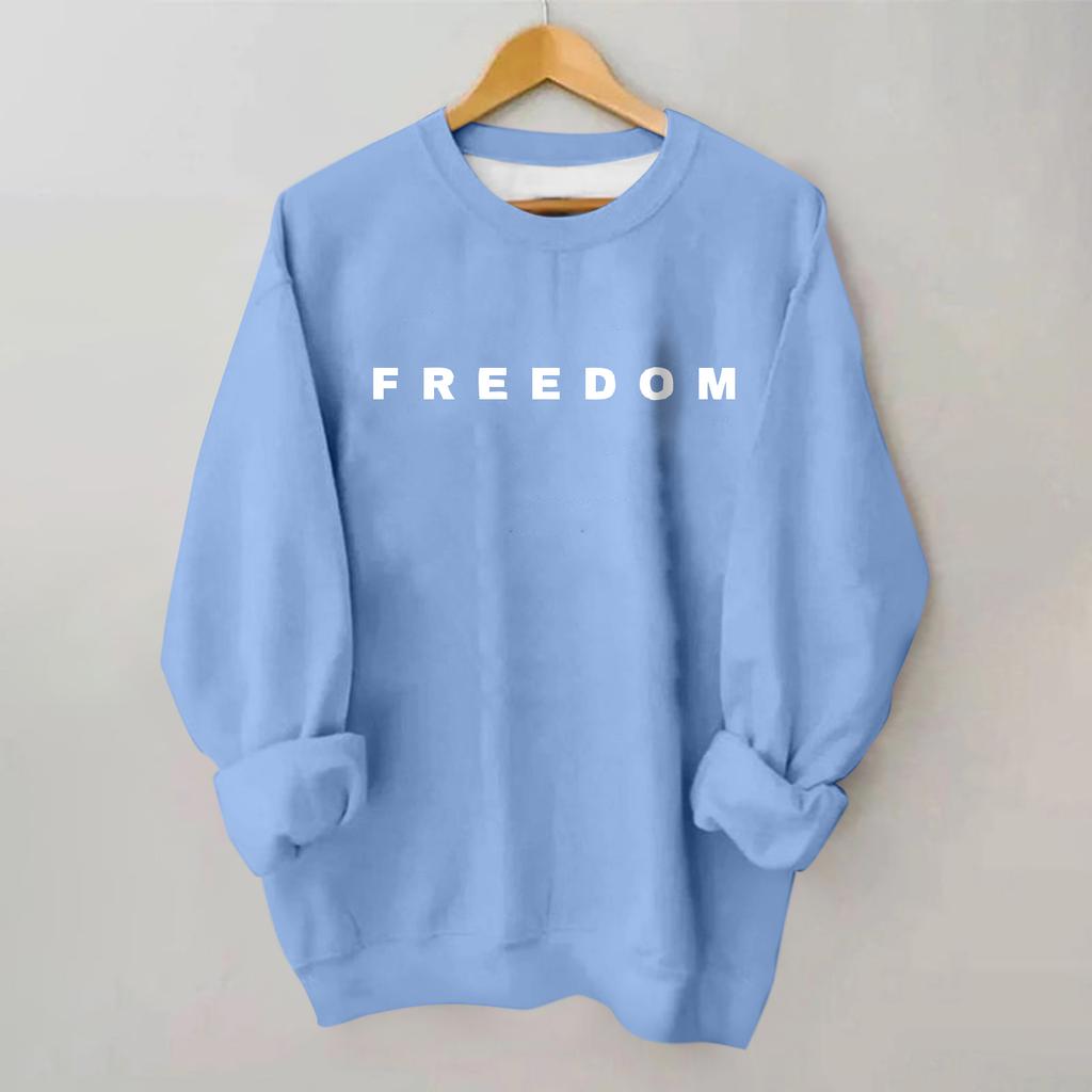 Women's Loose And Comfortable Round Neck Long Sleeved Sweatshirt With Printed Text