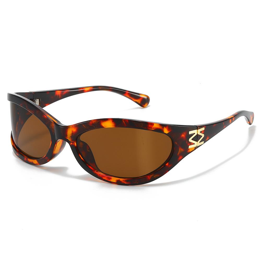 Fashion wrapped sunglasses, European and American personalized YK sports versatile PC oval sunglasses