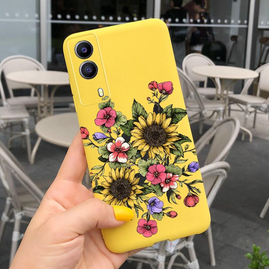 For Vivo Y53S 5G Case Vivo Y72 5G V2041 Phone Cover Silicone Cactus Soft Funda For Vivo Y52 Y 53s Y72 5G Sunflower TPU Bumper