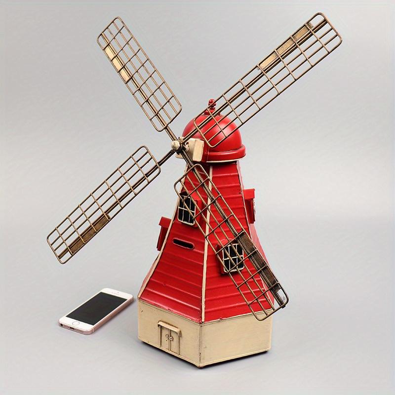 Винтажная модель ветряной мельницы Металлические художественные ремесла Креативная копилка Украшения для дома, гостиной, бара, окна, шкафа, Подарок на день рождения, День святого Валентина,