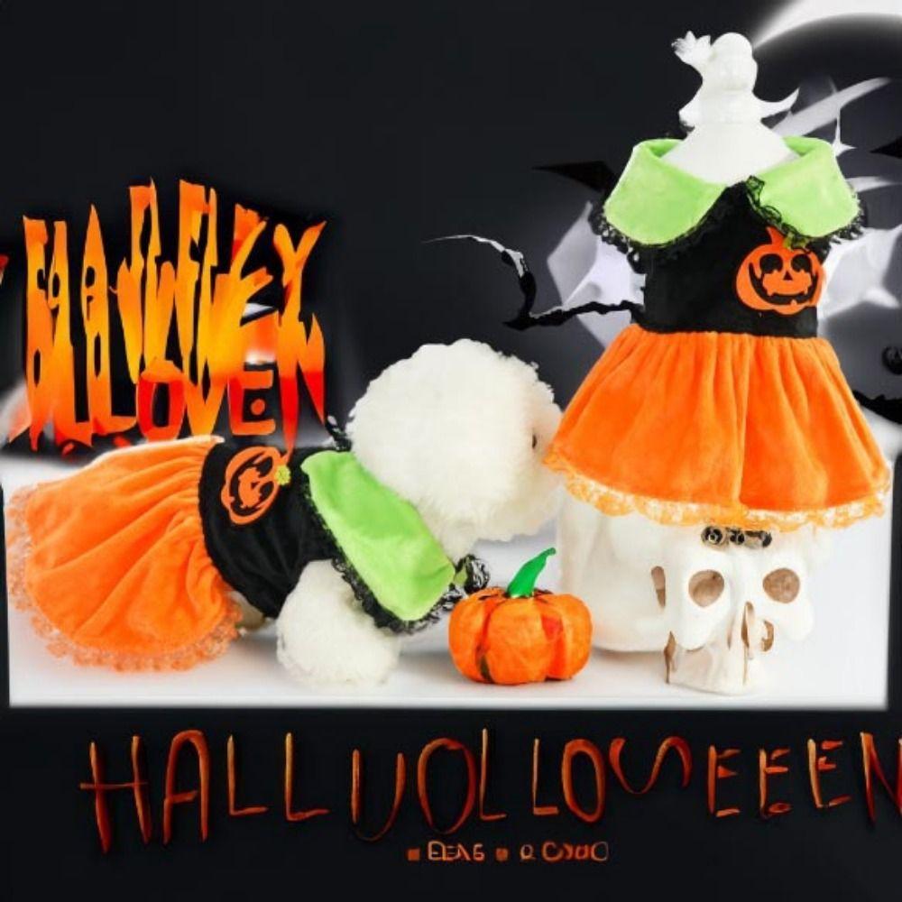 Платье с рисунком тыквы для собак и тыквы, милый костюм для косплея для питомцев, товары для вечеринки на Хэллоуин