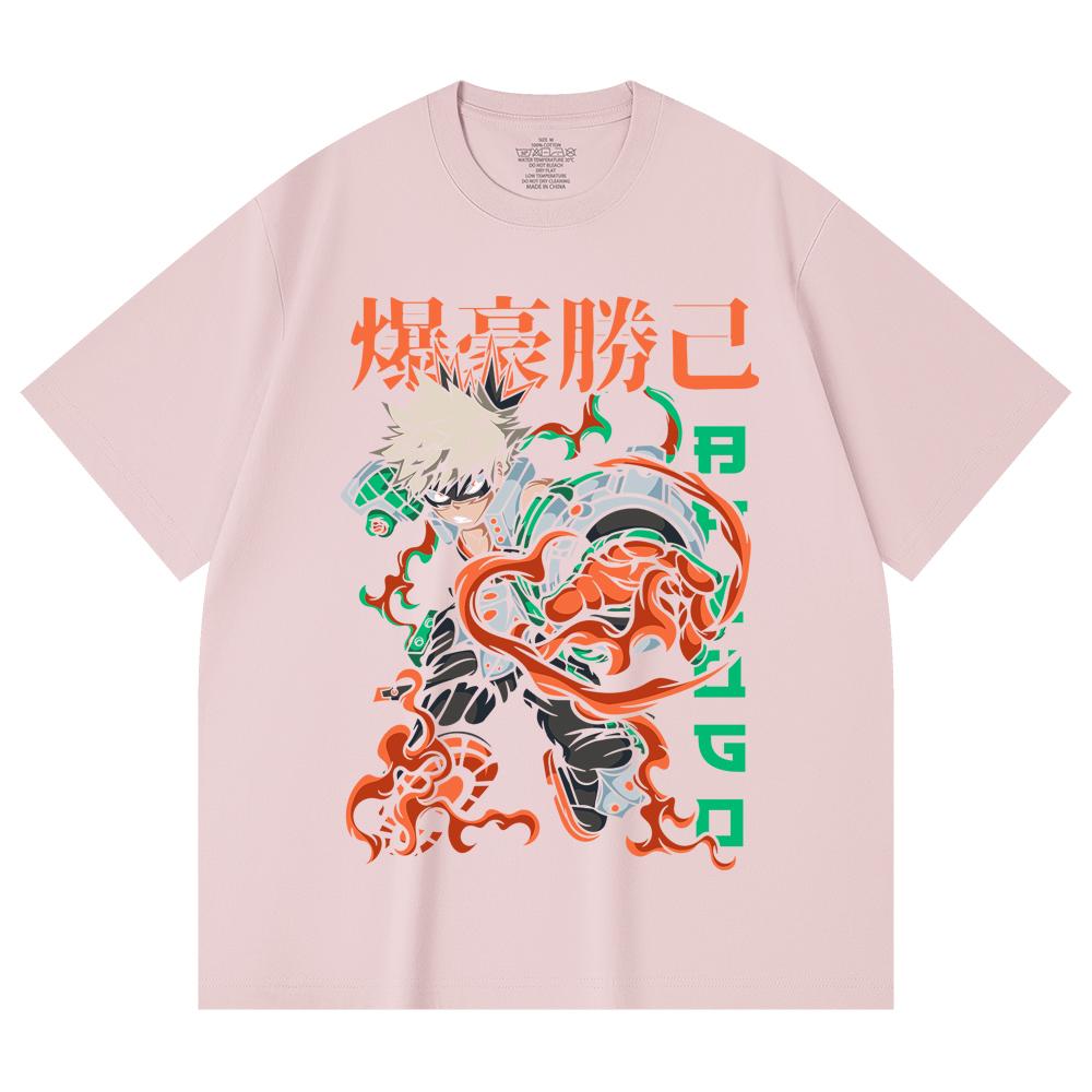 230 Gsm 100% Cotton My Hero Academia V14 Bakugo Print Unisex Heavy Cotton T Shirt