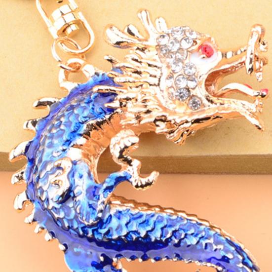 3D мультяшный 2024 год Дракона, кулон, брелок с драконом и инкрустацией стразами, цинк, счастливый китайский