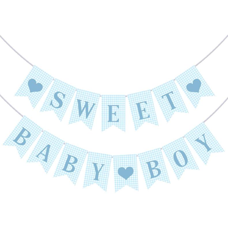 2 Pcs Pre Strung Pink Gingham Sweet Baby Girl Banner Pink Girl Baby Shower Banner Decorations for Gender Reveal Party Decor Supplies Table Wall