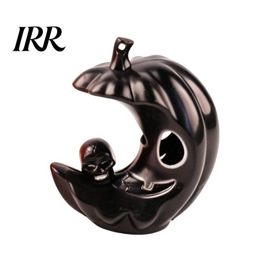 Hollow Moon Figurine for Party LED Light-Up Halloween Pumpkin Figurine, Spooky Face Crescent Durable Sculpture Skull Night Light Home Desktop