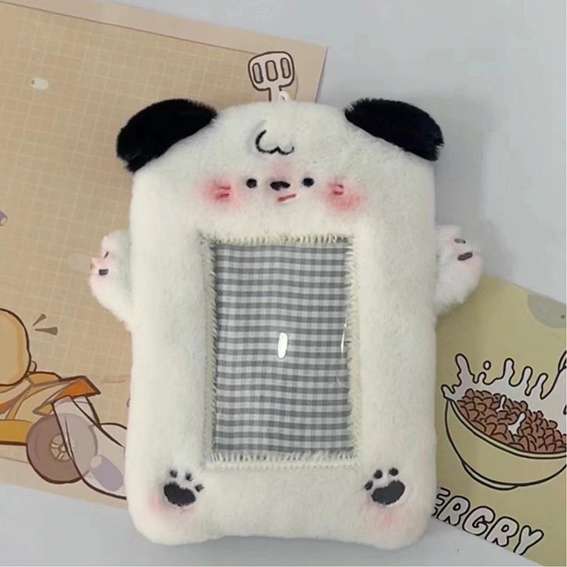 3-дюймовый милый мультяшный медведь кролик плюшевый держатель для фотокарточек корейский идол фото держатель для девочек милый брелок удостоверение личности кредитная защита канцелярские принадлежности