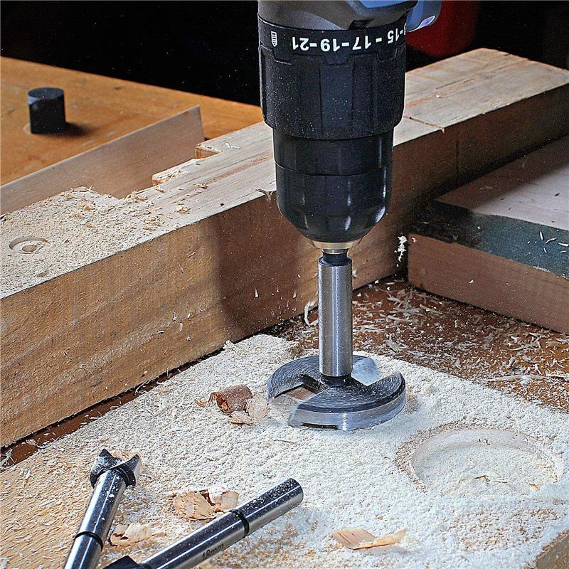 16-Piece Woodworking Drill Set: Includes Round Punch, Hinge Drill, Multi-Tooth Flat Wing Drill, Reamer & Door Lock Tools.