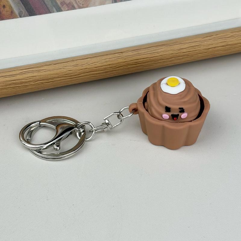 1/2Pcs Mini Cake Button Stress Relief Decompression Food Clicker Keychain Backpack Pendant Creative Gift