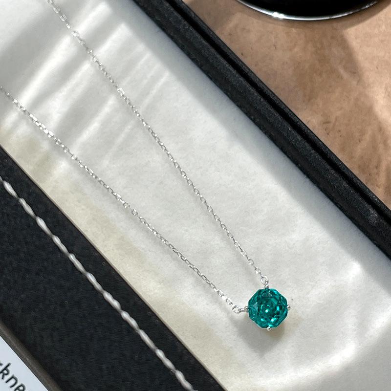 Fashion 925 Sterling Silver Colorful Zircon Rose-shaped Pendant Necklace High-end Clavicle Necklace Jewelry for Women