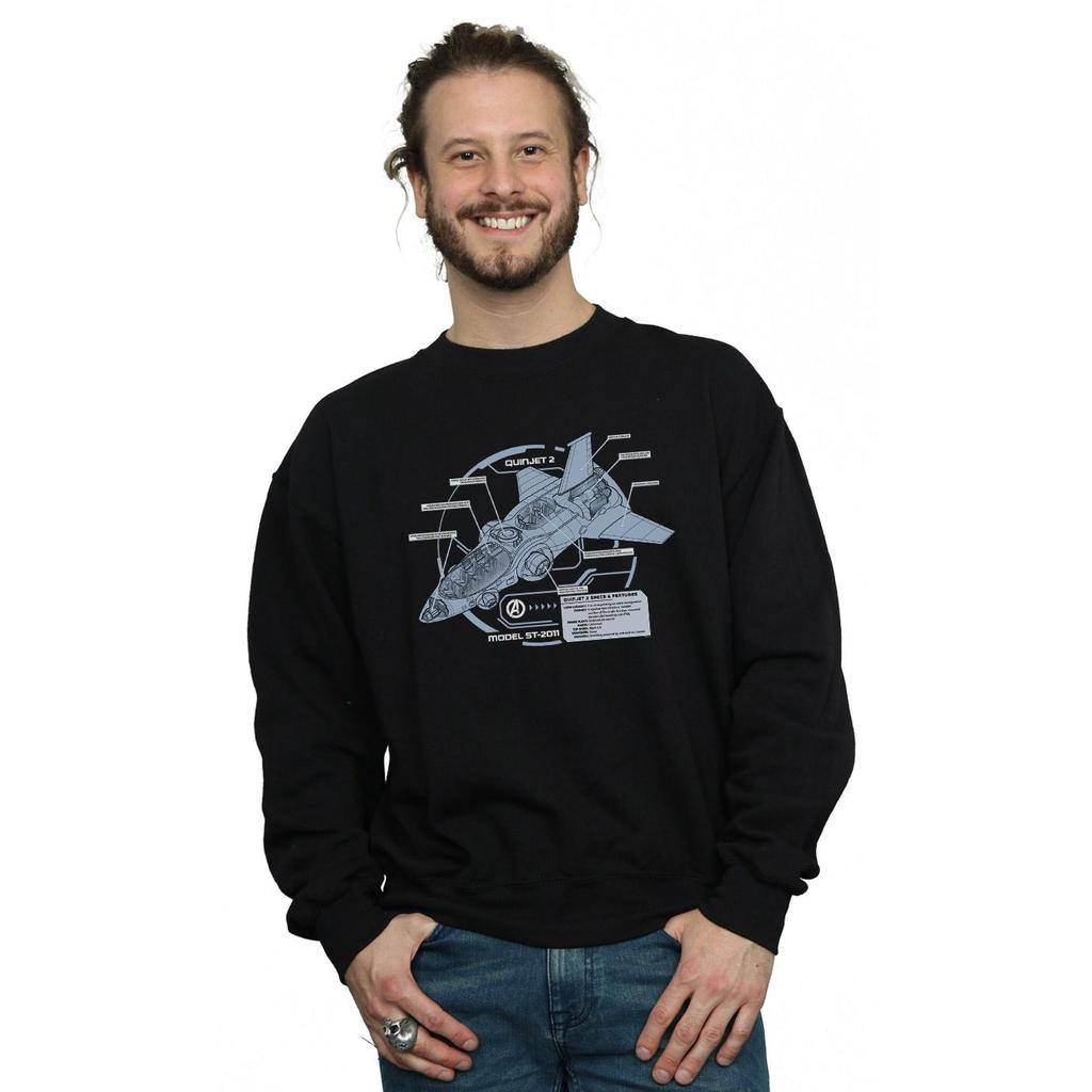 Marvel Mens The Avengers Quinjet Breakdown Sweatshirt