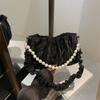 New French Niche Design Beaded Chain Handbag Bag 2025 Pleated Underarm Bag Versatile Shoulder Messenger Bag