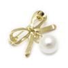 Brooch for Pin Tuck CHS10034 Women, Ribbon, Pearl, Cute, Brooch, Pin, Wedding, (Gold)