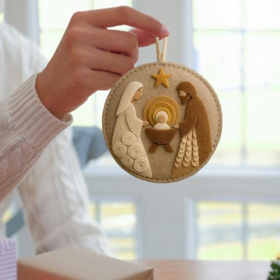 Рождественское украшение из фетра «Рождество Христово», религиозное украшение для подвешивания на рождественскую елку, ручная работа, христианская рождественская сцена, поделки для праздничного домашнего декора