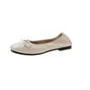 Fashion Spring Autumn Women Soft Bottom Comfortable Flat Shoes Butterfly Knot Milk Milk Soft Leather Fairy Shoes Low Heels Daily Use