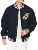 Indian Melton Stadium Jacket with Initials In Dark Navy