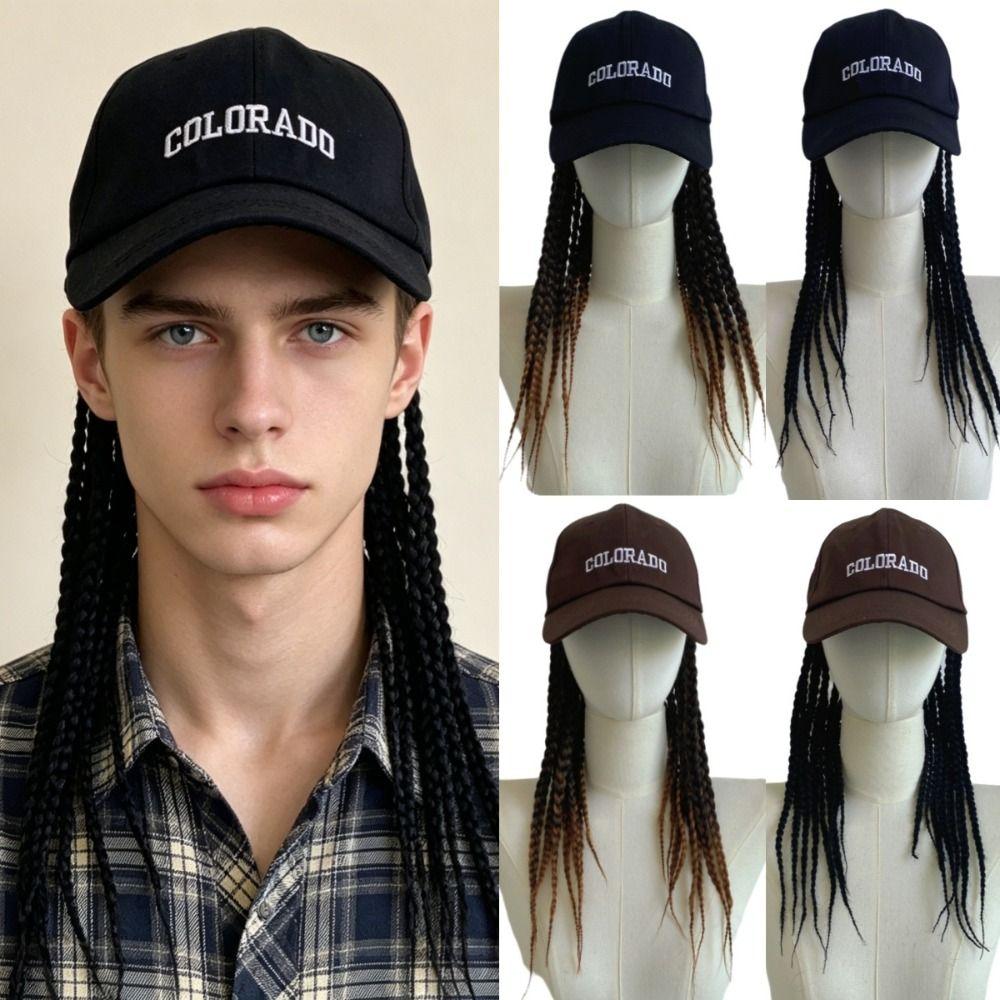 Punk Black Baseball Cap with Dreadlocks Visors Hats Dirty Braid Hip Hop Hat for Women Men