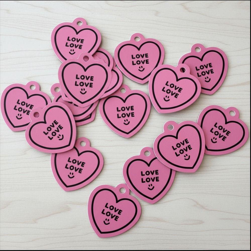 50pcs Heart Shaped Cards Valentine's Day Tags Hanging Decoration DIY Crafts Cake Decor Tag Pink Paper Packaging Decoration Tags